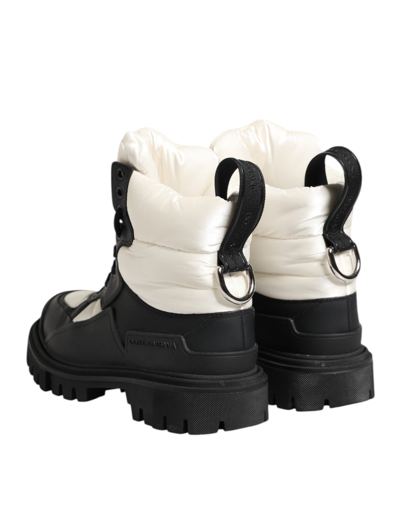Dolce & Gabbana Schwarze weiße gepolsterte Schnürstiefel kurze Schuhe