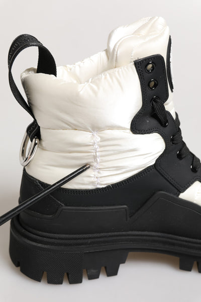 Dolce & Gabbana Schwarze weiße gepolsterte Schnürstiefel kurze Schuhe
