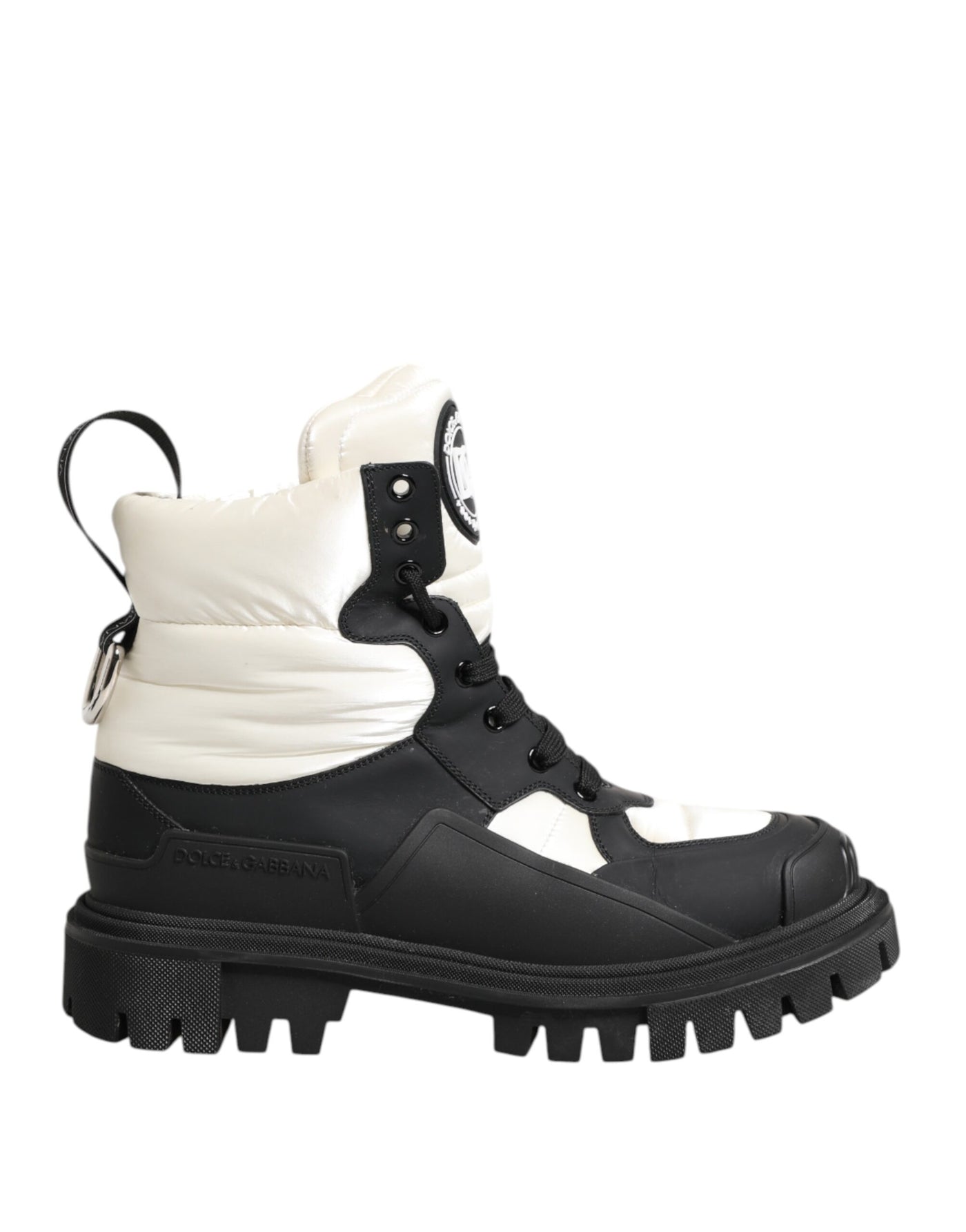 Dolce & Gabbana Schwarze weiße gepolsterte Schnürstiefel kurze Schuhe