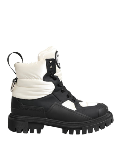 Dolce & Gabbana Schwarze weiße gepolsterte Schnürstiefel kurze Schuhe