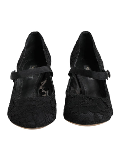 Dolce & Gabbana Schwarz Mary Jane Taormina Spitze Pumps Schuhe