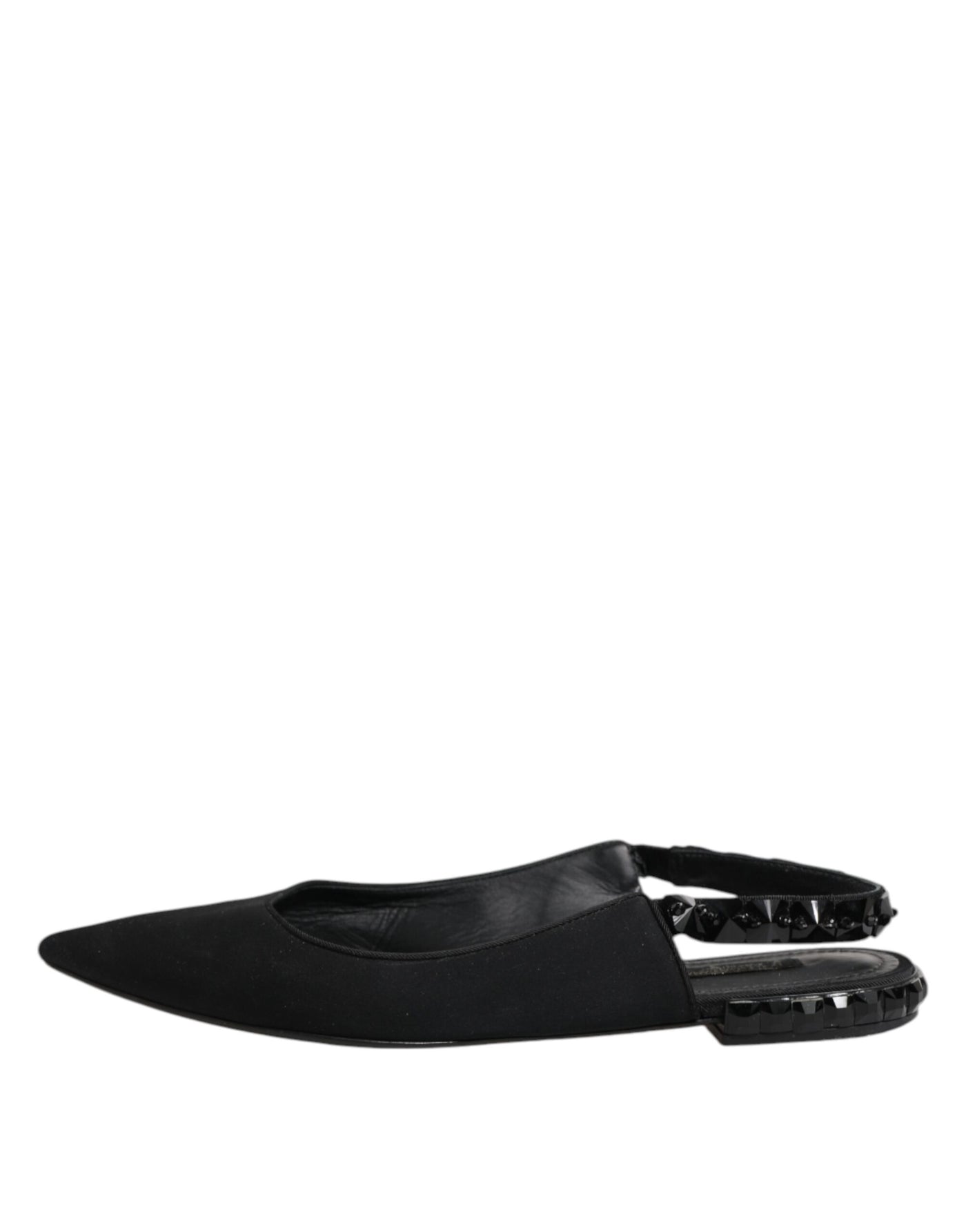 Dolce & Gabbana Schwarzer Kristall Charmeuse Slingback Schuhe