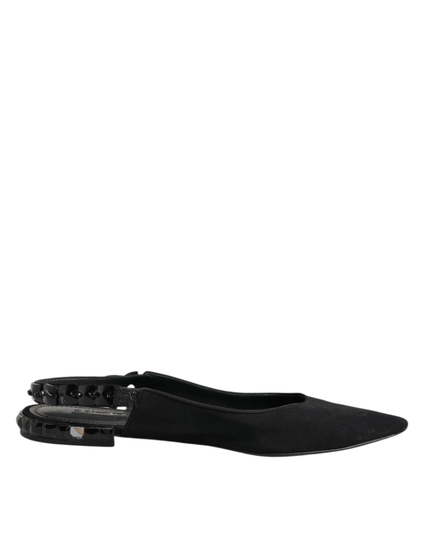 Dolce & Gabbana Schwarzer Kristall Charmeuse Slingback Schuhe