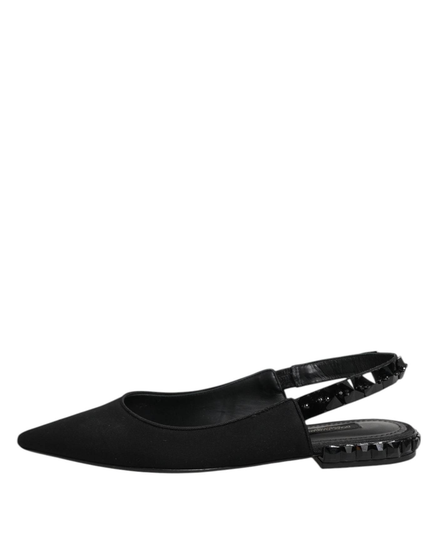 Dolce & Gabbana Schwarzer Kristall Charmeuse Slingback Schuhe
