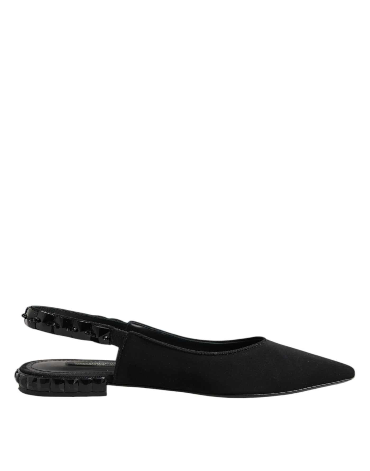 Dolce & Gabbana Schwarzer Kristall Charmeuse Slingback Schuhe