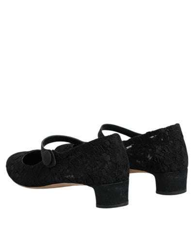 Dolce & Gabbana Schwarz Vally Taormina Floral Spitze Pumps Schuhe