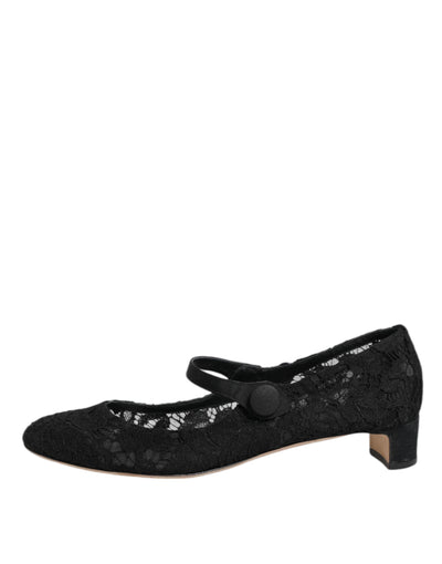 Dolce & Gabbana Schwarz Vally Taormina Floral Spitze Pumps Schuhe