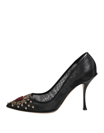Dolce & Gabbana Schwarz Sacred Heart Stiletto Heels Pumps Schuhe