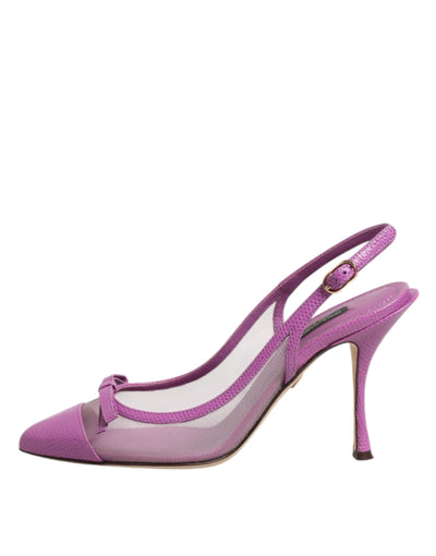 Dolce & Gabbana Lila Leder Mesh High Heels Slingback Schuhe