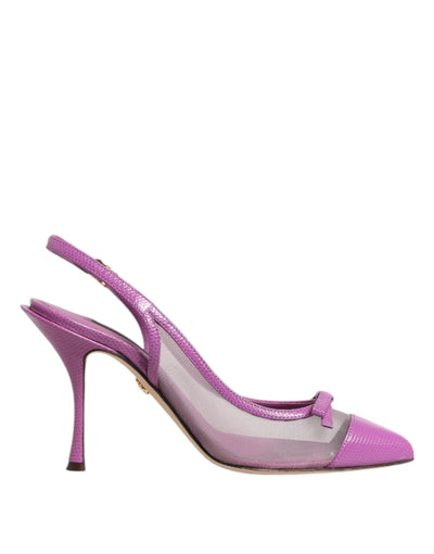 Dolce & Gabbana Lila Leder Mesh High Heels Slingback Schuhe