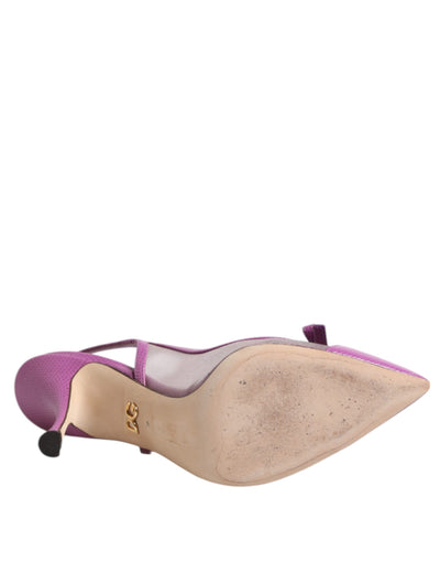 Dolce & Gabbana Lila Leder Mesh High Heels Slingback Schuhe