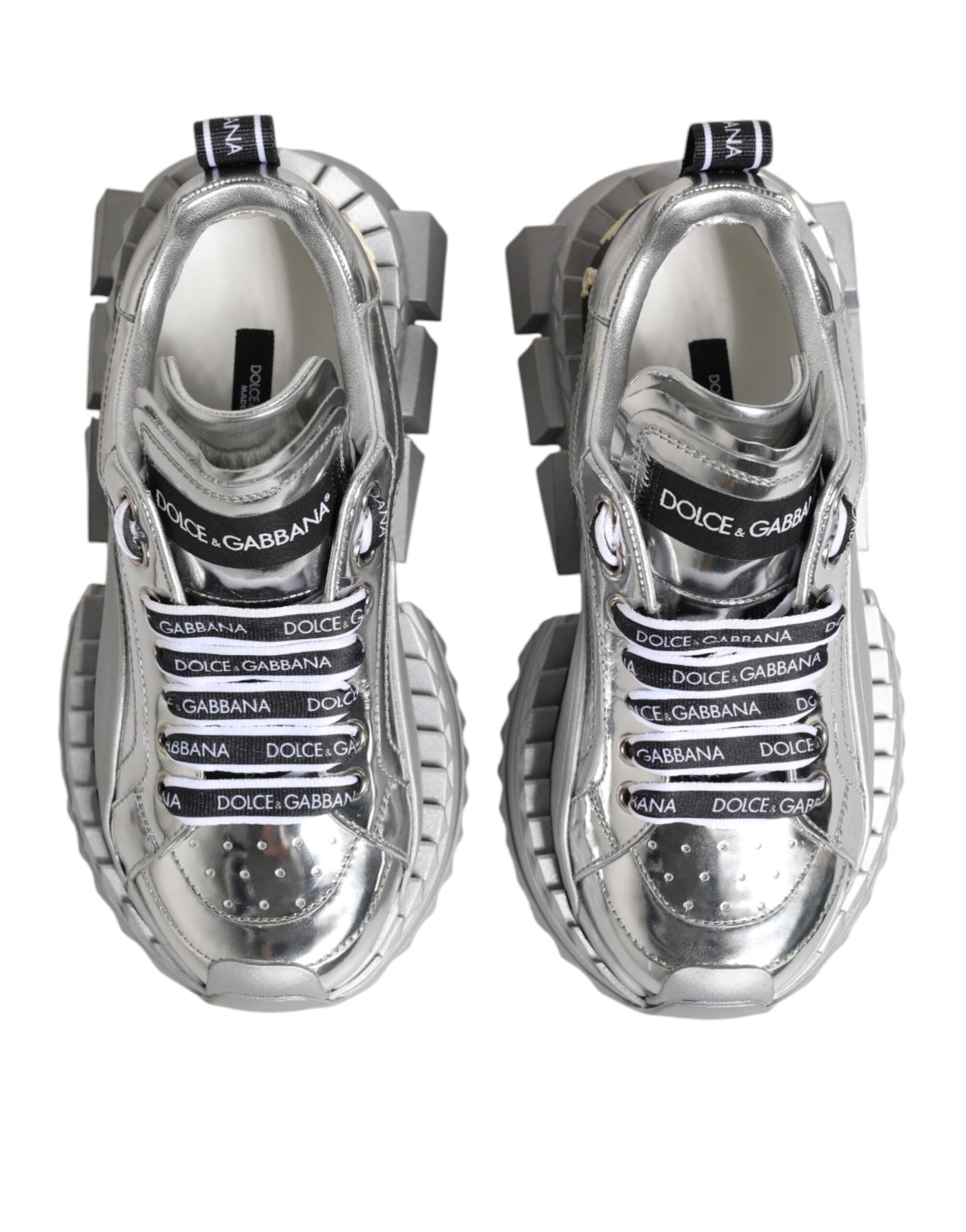 Dolce & Gabbana Silberne Leder Super Queen Sneakers Schuhe