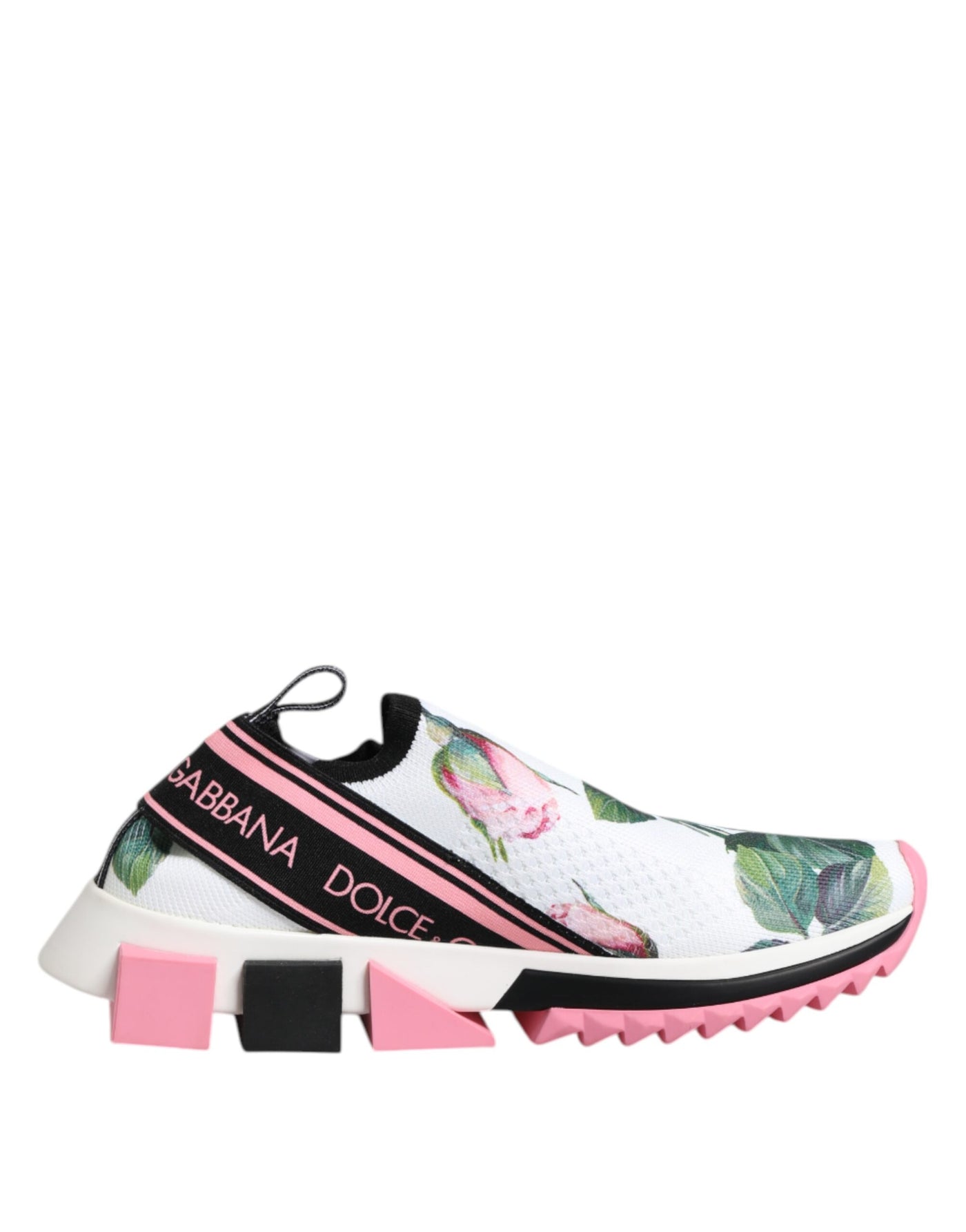 Dolce & Gabbana Weiß Rose Print Sorrento Turnschuhe Schuhe