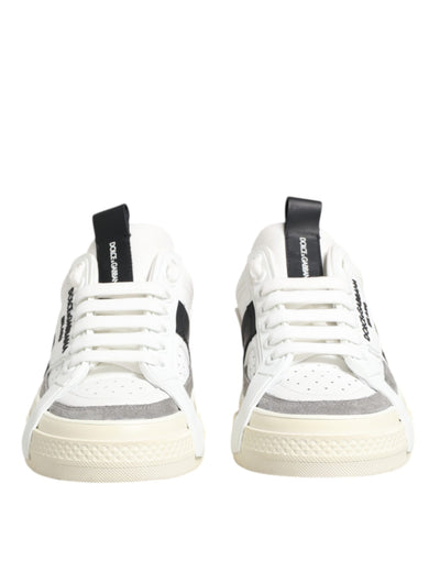 Dolce & Gabbana Weiß Schwarz Leder Low Top Sneakers Schuhe