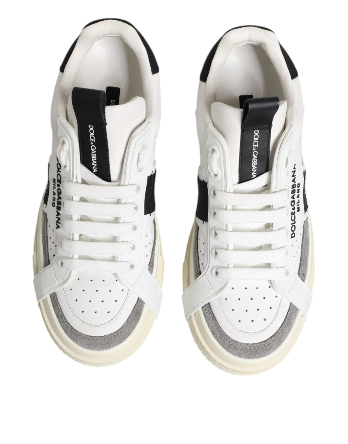 Dolce & Gabbana Weiß Schwarz Leder Low Top Sneakers Schuhe