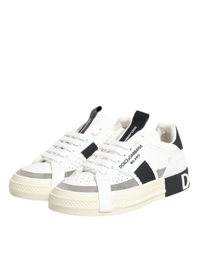 Dolce & Gabbana Weiß Schwarz Leder Low Top Sneakers Schuhe