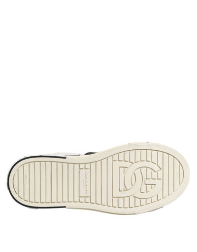 Dolce & Gabbana Weiß Schwarz Leder Low Top Sneakers Schuhe