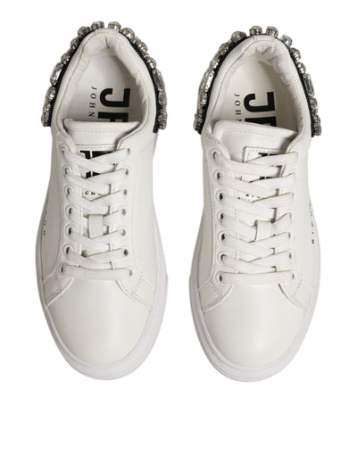 John Richmond Weiß Strass verschönert Turnschuhe Schuhe