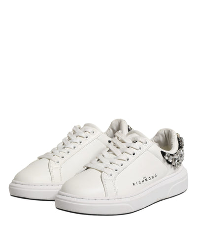 John Richmond Weiß Strass verschönert Turnschuhe Schuhe