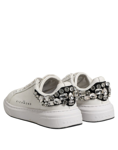 John Richmond Weiß Strass verschönert Turnschuhe Schuhe