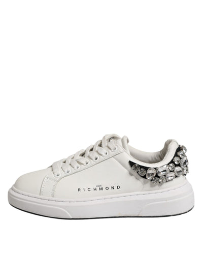 John Richmond Weiß Strass verschönert Turnschuhe Schuhe