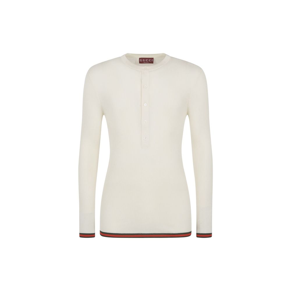 Gucci T-Shirt aus Seide mit Rippenstrick