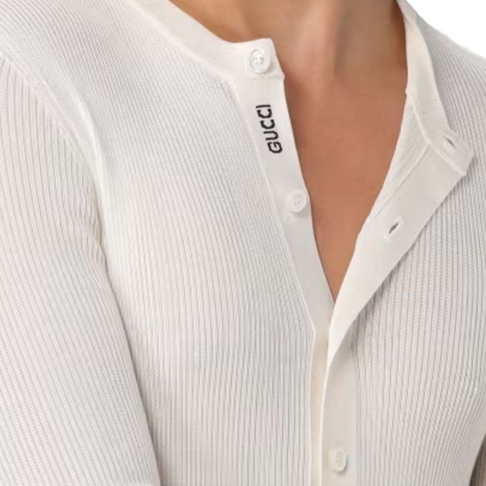 Gucci T-Shirt aus Seide mit Rippenstrick