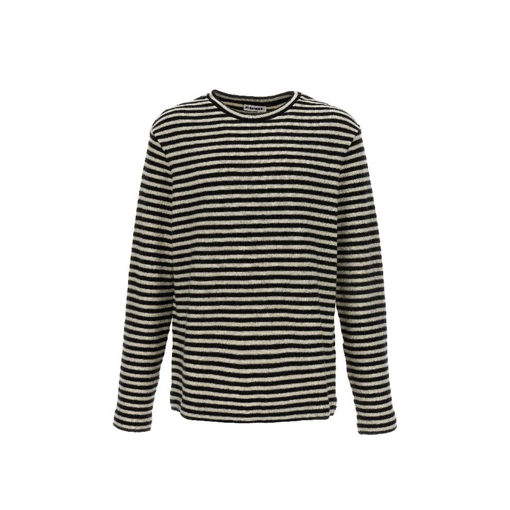 Jil Sander Gestreiftes T-Shirt aus kompaktem Woll-Jersey
