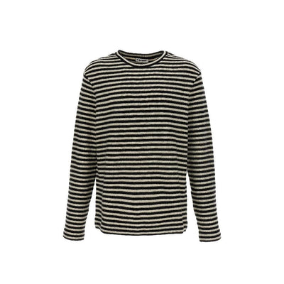 Jil Sander Gestreiftes T-Shirt aus kompaktem Woll-Jersey