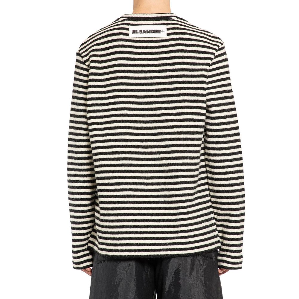 Jil Sander Gestreiftes T-Shirt aus kompaktem Woll-Jersey