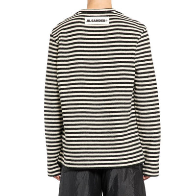 Jil Sander Gestreiftes T-Shirt aus kompaktem Woll-Jersey