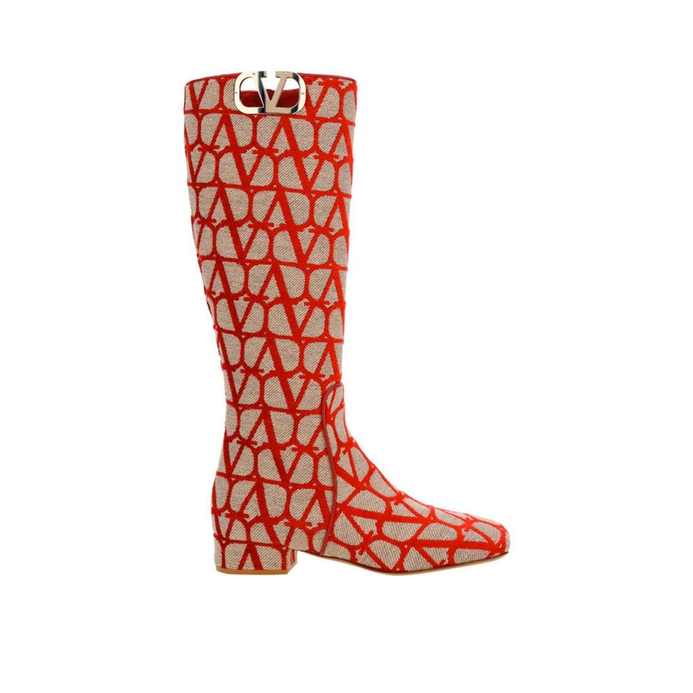 Valentino Garavani Logo-Stiefel aus Segeltuch