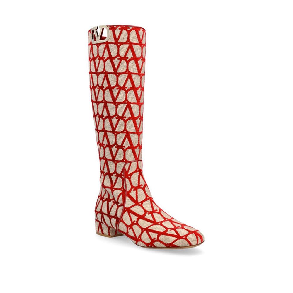 Valentino Garavani Logo-Stiefel aus Segeltuch