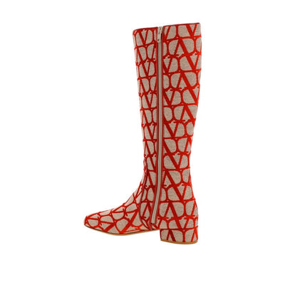 Valentino Garavani Logo-Stiefel aus Segeltuch