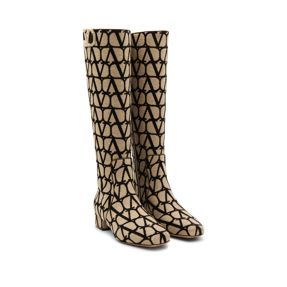 Valentino Garavani Logo-Stiefel aus Segeltuch