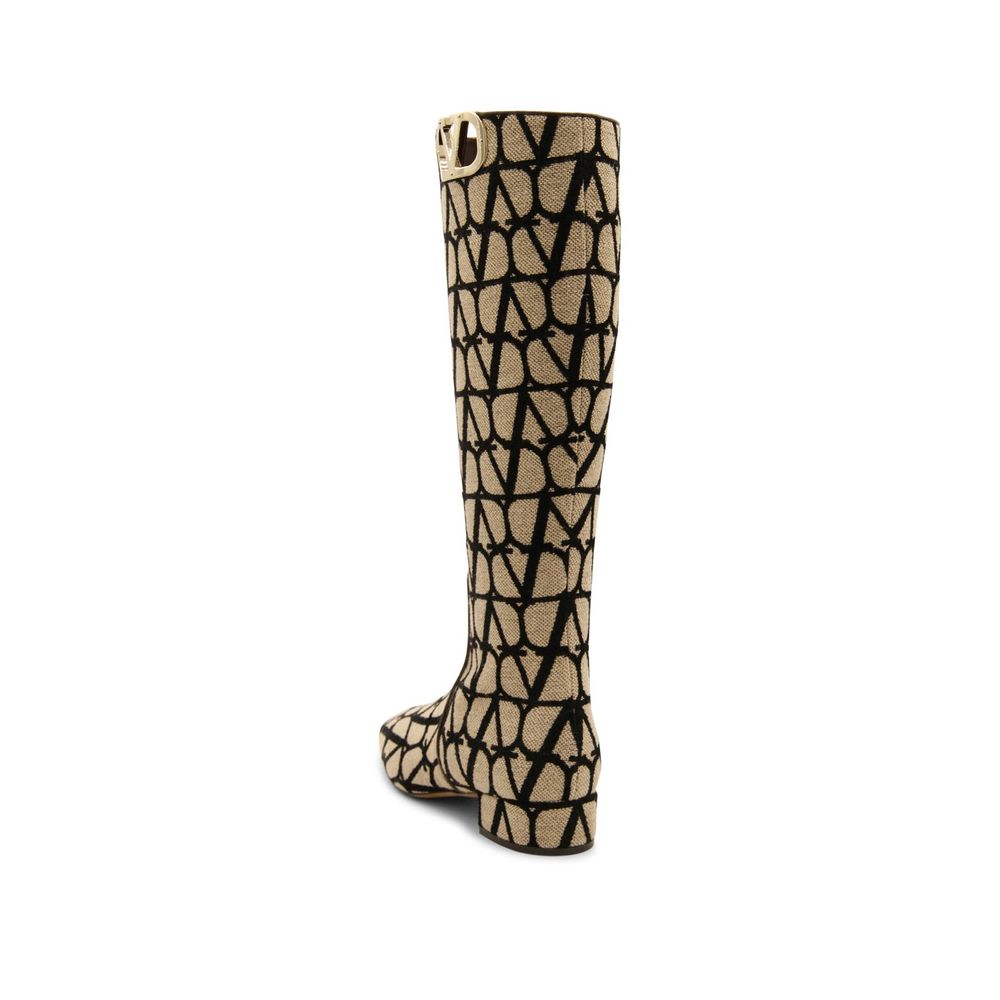 Valentino Garavani Logo-Stiefel aus Segeltuch