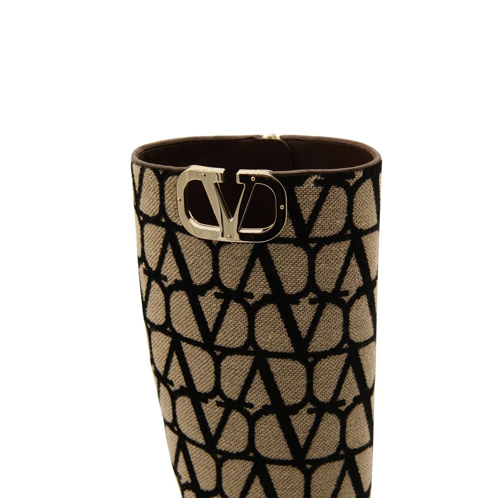 Valentino Garavani Logo-Stiefel aus Segeltuch