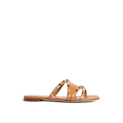 Valentino Garavani Rockstud Leder Flache Sandalen