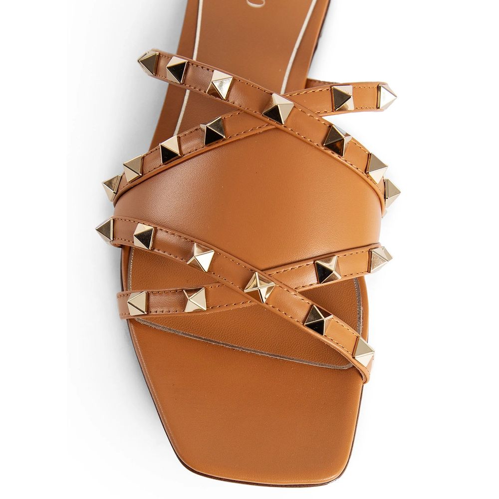 Valentino Garavani Rockstud Leder Flache Sandalen