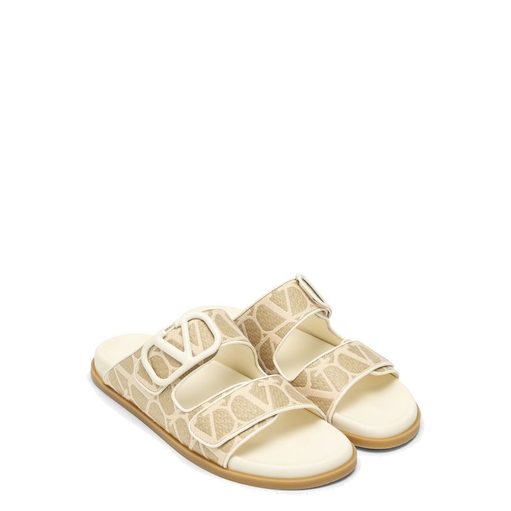Valentino Garavani Flache Sandalen aus Toile Iconographe