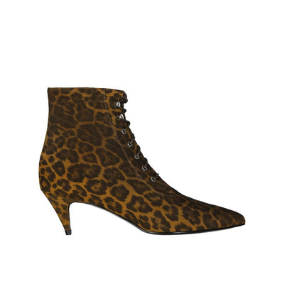 Saint Laurent Kiki Schnürstiefelette mit Leopardenmuster