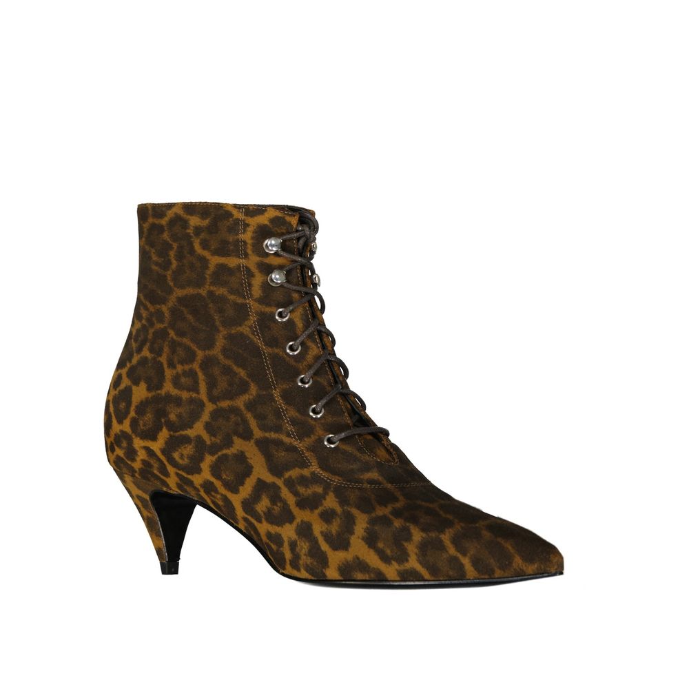 Saint Laurent Kiki Schnürstiefelette mit Leopardenmuster