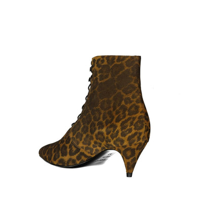 Saint Laurent Kiki Schnürstiefelette mit Leopardenmuster