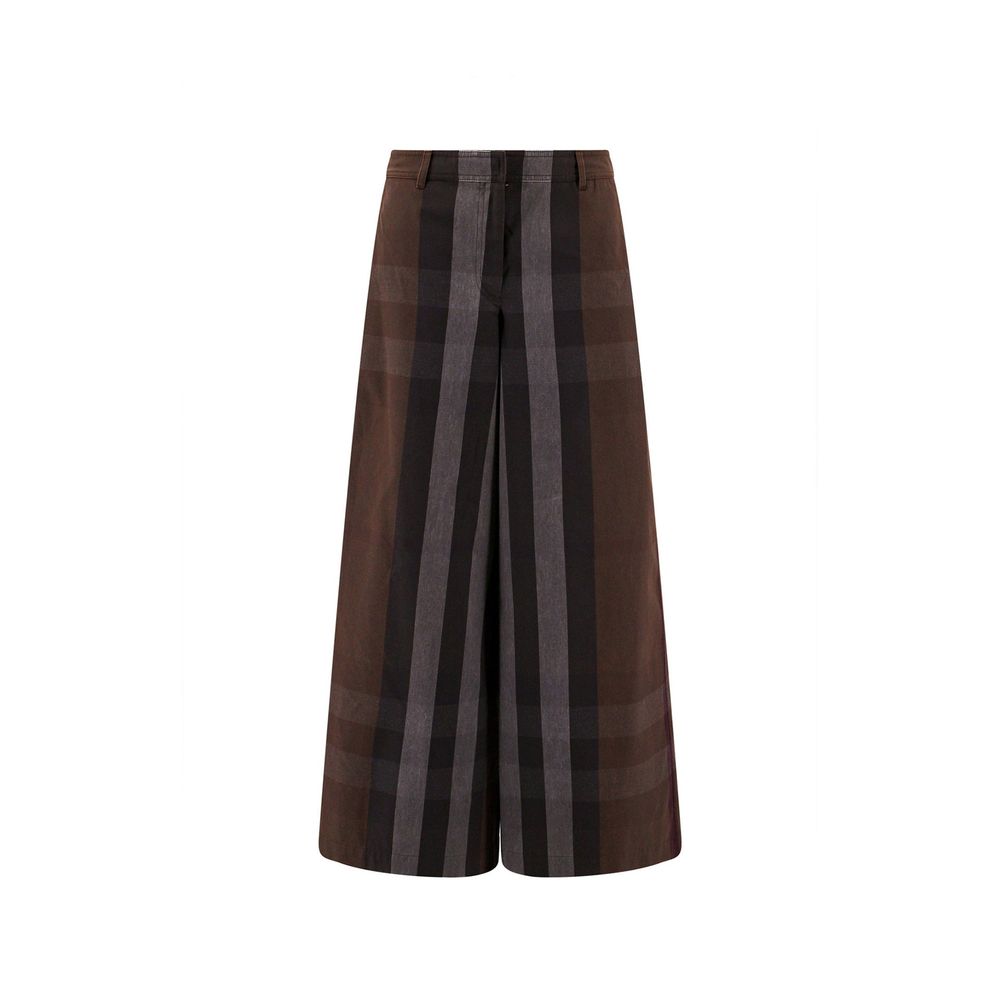 Burberry Karierte Leinenhosen mit weitem Bein