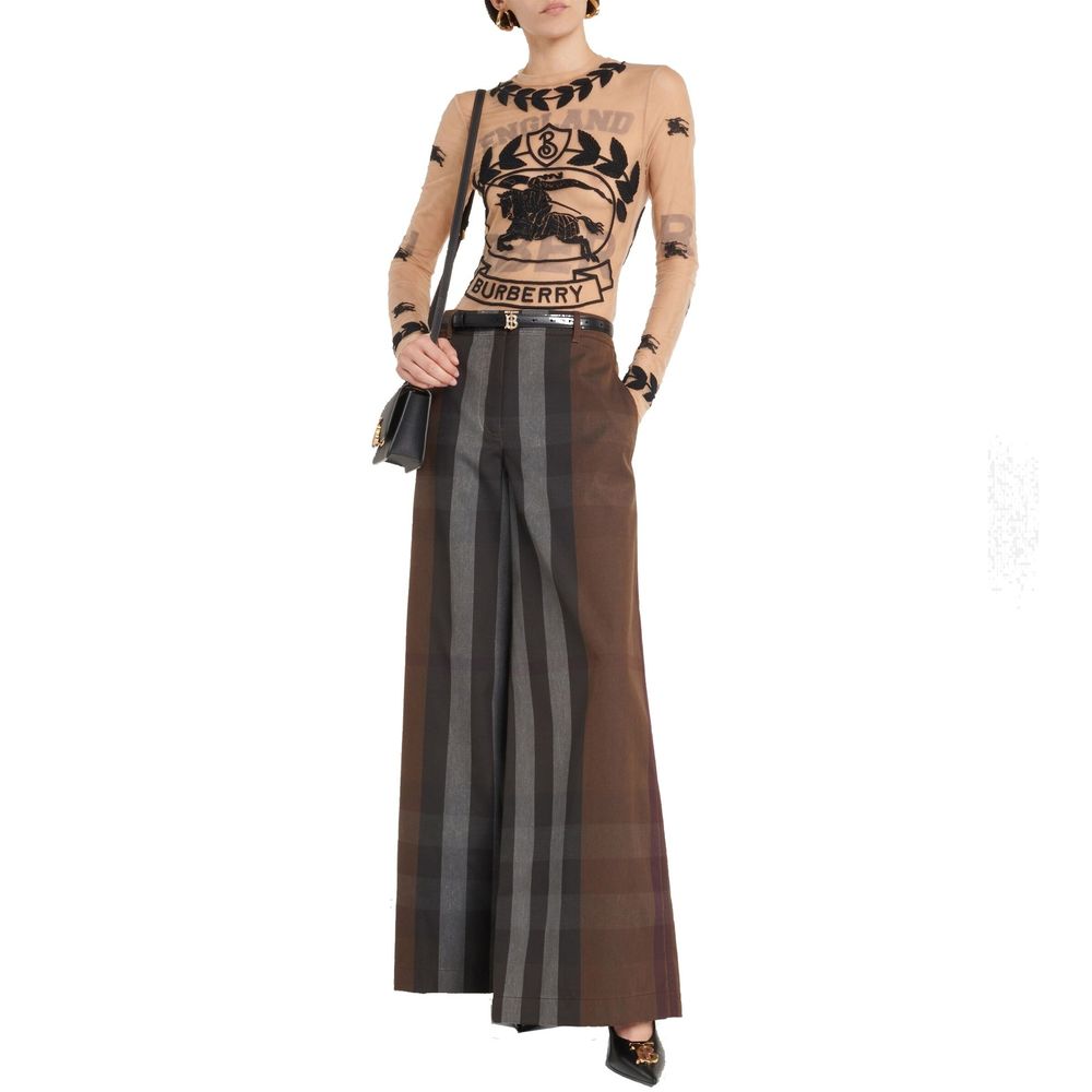 Burberry Karierte Leinenhosen mit weitem Bein
