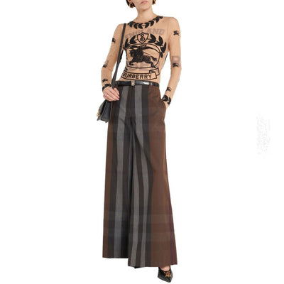 Burberry Karierte Leinenhosen mit weitem Bein