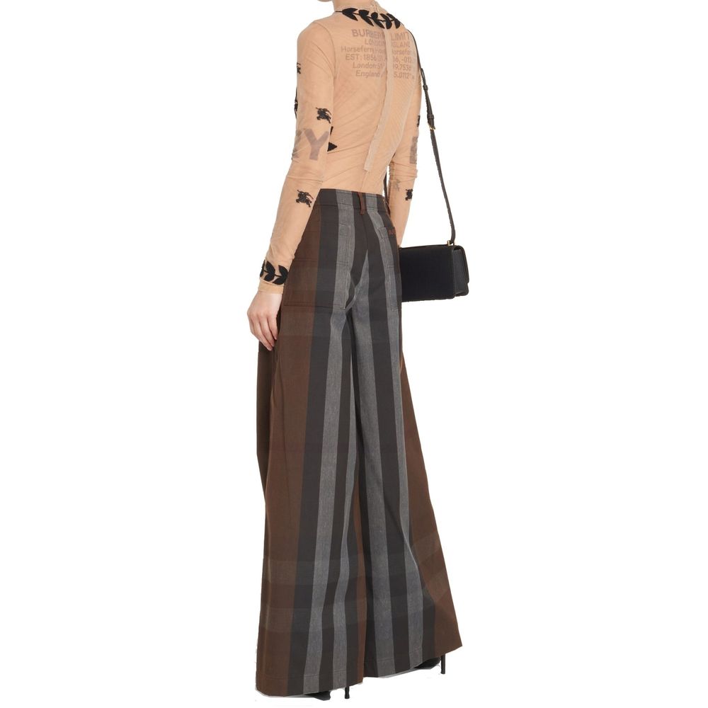 Burberry Karierte Leinenhosen mit weitem Bein