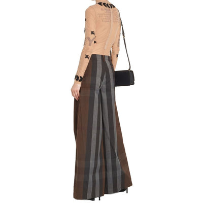 Burberry Karierte Leinenhosen mit weitem Bein