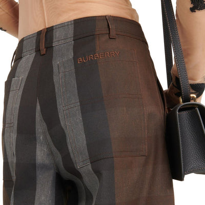 Burberry Karierte Leinenhosen mit weitem Bein