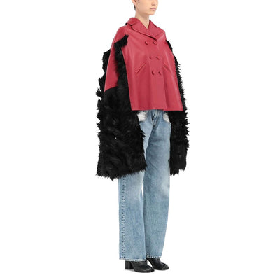 Maison Margiela Mit Kunstpelz besetzte Leder-Cape-Jacke